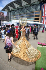 Royal Ascot  Fashion  woman with unusual dress at the racecourse
