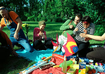 Berlin  junge Leute bei einem Picknick