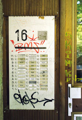 Berlin  Klingelschilder eines leer stehenden Hauses in Berlin-Marzahn