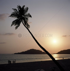 Sonnenuntergang am Strand in Goa  Indien