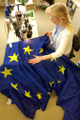 Produktion von EU-Flaggen in einer Stoffdruckerei in Berlin