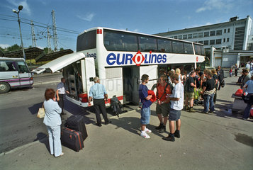 EUROLINES-Bus am Busbahnhof in Riga  Lettland
