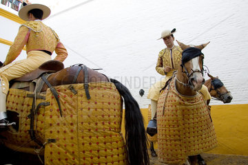 Sevilla  Spanien  Reiter bereiten sich vor