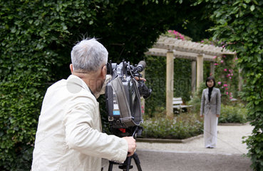 Filmaufnahmen im Rosengarten