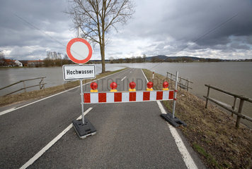 Riedlingen  Hochwasser der Donau: Ueberflutete Strasse
