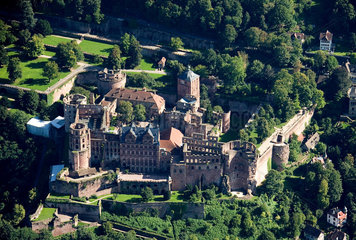 Heidelberg  Luftaufnahme des Heidelberger Schloss