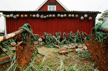 Fischernetze und Anker  Schweden