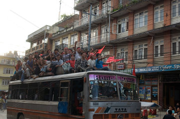 Maoisten in den Strassen von Kathmandu (Nepal)