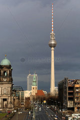 Berlin  Fernsehturm und Karl-Liebknecht-Strasse