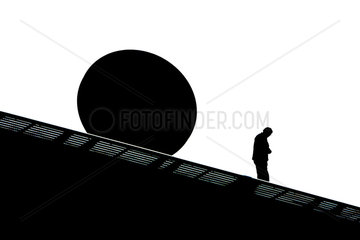Berlin  Mann auf einem Dach neben Kugel