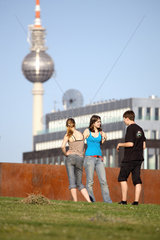Berlin  Jugendliche im Spreebogenpark  im Hintergrund der Fernsehturm