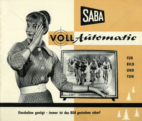 Werbeprospekt fuer Fernseher Saba Schauinsland T805 von 1958