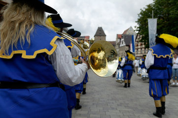 Altdorf  Deutschland  Fanfarenzug bei den mittelalterliche Wallenstein-Festspielen
