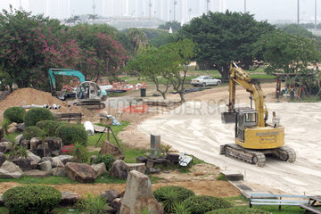 Hong Kong  Bauarbeiten fuer die Olympischen Reiterspiele 2008 neben der Galopprennbahn Sha Tin