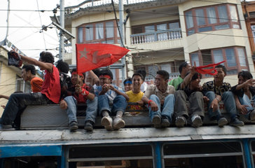 Maoisten in den Strassen von Kathmandu (Nepal)