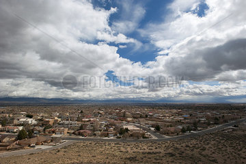 Suburban homes in the desert near Albuquerque  New Mexico  USA