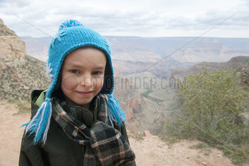 Boy at the Grand Canyon  Arizona  USA