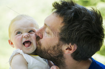 Father kissing baby's cheek