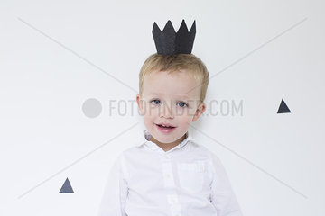 Little boy wearing paper crown  portrait
