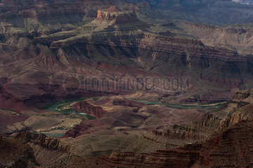 The Colorado River winds through the Grand Canyon in Arizona  USA