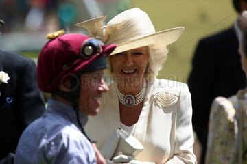 Royal Ascot  Portrait of the Duchess of Cornwall  Camilla Mountbatten-Windsor and jockey Frankie Dettori