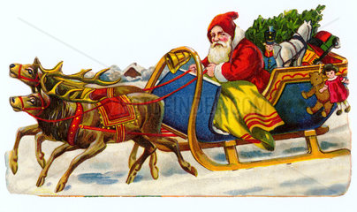 Weihnachtsmann  Schlitten  Weihnachtsgeschenke  um 1925