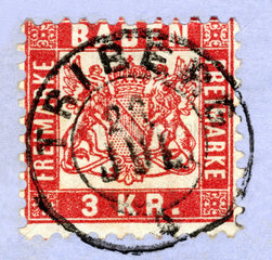 Briefmarke Baden 3 Kreuzer 1871