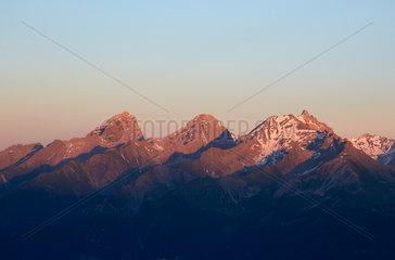 Lenzerheide  Schweiz  die Albula-Alpen im Abendrot
