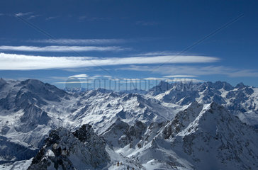 Verbier  Schweiz  Ausblick vom Mont Fort im Skigebiet der Vier Taeler