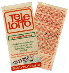 Lottoschein  Tele Lotto  DDR  um 1975