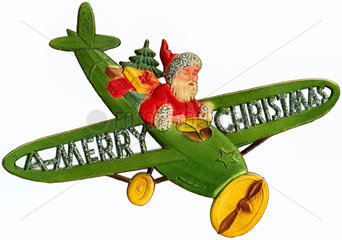Weihnachtsmann im Flugzeug  um 1929