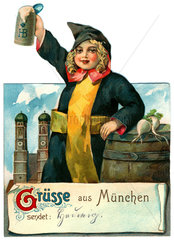 Muenchener Kindl mit Bier  1908