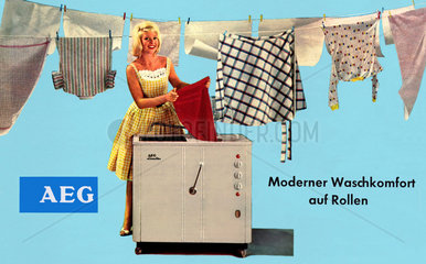 Werbung fuer AEG Waschmaschine  1957
