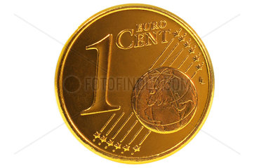 ein Cent  Centstueck  vergoldet