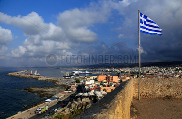Rethymno  Griechenland  Flagge Griechenlands auf der Fortezza auf Kreta