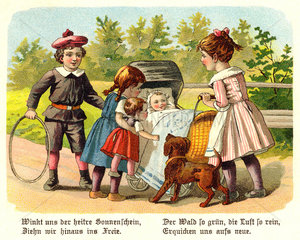 Kinder beim Spielen  um 1900