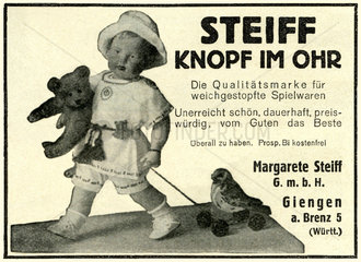 Werbung fuer Steiff Spielwaren  1924