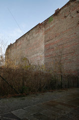 Berlin  Deutschland  leeres  unbebautes Grundstueck vor einer Brandmauer