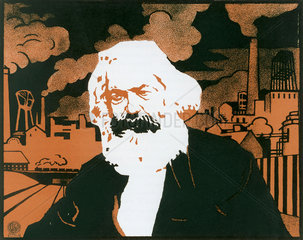Karl Marx  russisches Plakat aus der Revolutionszeit  um 1920