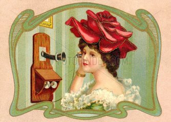 Frau am Telefon  um 1903