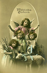 Froehliche Ostern  Engelchen  Lamm  1913