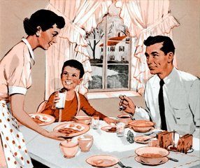 amerikanische Familie beim Fruehstueck  1956