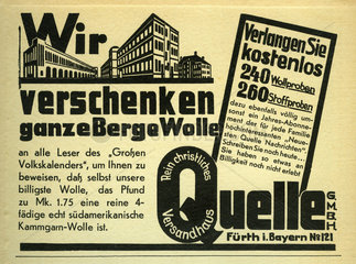 Versandhaus Quelle  Werbung  1933
