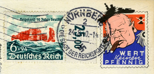 Briefmarke mit Nazipropaganda gegen Churchill 1940