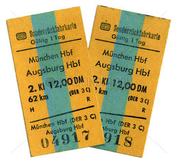 2 alte Bahnfahrkarten  1978