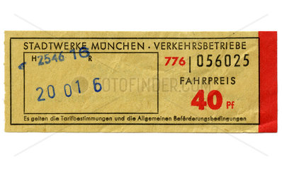 alter Fahrschein  Muenchen  1962