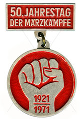 Plakette 50. Jahrestag der Maerzkaempfe 1921  DDR 1971