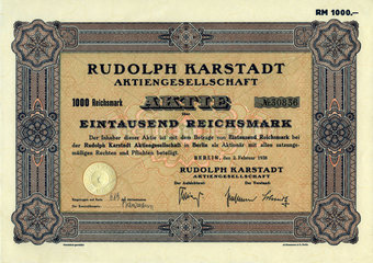 Karstadt-Aktie  1938