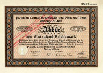 historische Bank-Aktie  1930
