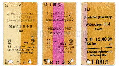 Bahnfahrkarten  Deutsche Bundesbahn  1967  1968